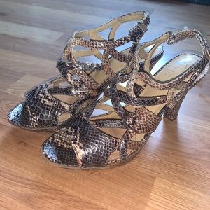 👡 NATURALIZER | Strappy Heel Sandals Snake Print Sz 9